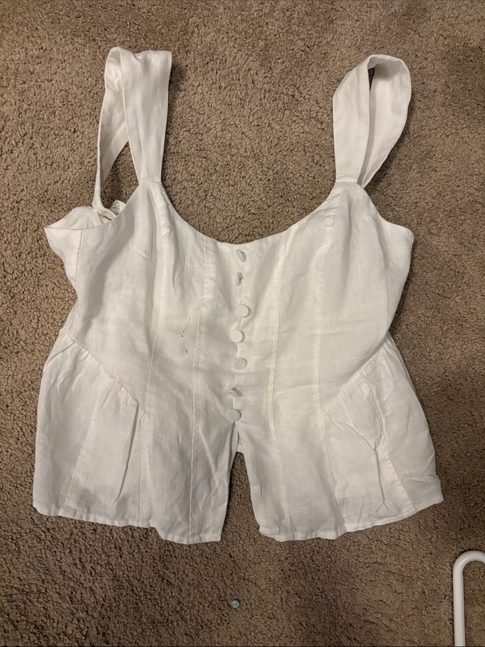 Reformation White Button-Front Linen Camisole